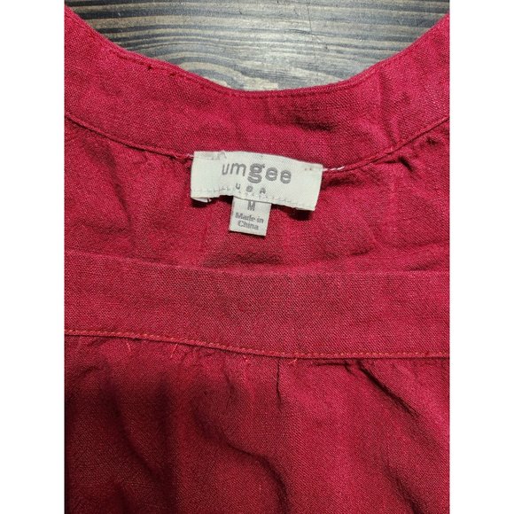 Umgee Burgandy  Linen/Cotton Midi‎ Dress Size Med. - Picture 4 of 6